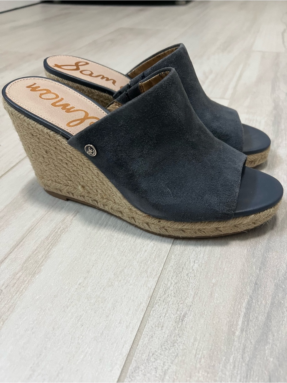 Sam Edelman Blue Suede Espadrille Wedge Mules